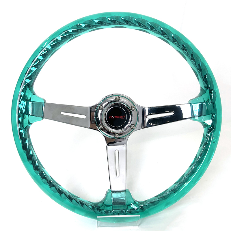 350mm Hitman Twist Crystal Acrylic Steering Wheel - Transparent