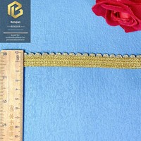 LEIXUSI Ruban Doré 1,5 cm, Bordure en Dentelle Brodé Soluble dans l'Eau, Motif Floral pour Accessoires Vestimentaires en Stock