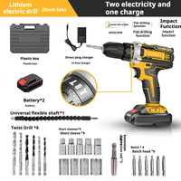 Perceuse à percussion sans fil portable de qualité industrielle 21V, kit de perceuse à percussion, batterie au lithium rechargeable, vitesse variable, 65 Nm max, construction