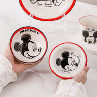 Juego de Vajilla de Cerámica Vintage de Mickey Mouse para una Persona, Tazón, Plato, Taza, Cuchara de Porcelana con Diseño Retro, en Caja