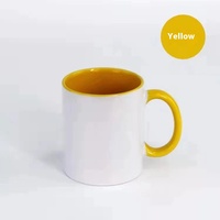 Tasse à café en céramique à double couleurs avec logo personnalisé et poignée colorée pour impression de cadeaux d'affaires personnalisés