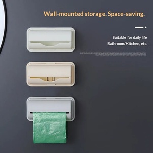 Organizador de bolsas de <span class=keywords><strong>basura</strong></span> extraíble para cocina, caja de almacenamiento creativa para bolsas de <span class=keywords><strong>basura</strong></span> y plástico, montada en la pared sin perforaciones - Product Image 3