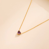 Nouveau Collier Transfrontalier en Acier Inoxydable Amour Zircon Pierre de Naissance Chaîne à Maillons en Forme de Cœur 18K avec Douze Pierres de Naissance Ras-du-Cou