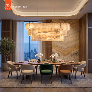 luxury <b>Chandelier</b> Natural Marble Rectangular Tiered <b>Chandelier</b> for Hotel Dining Room - Product Image 3