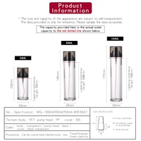 Flacon pulvérisateur cosmétique de luxe sans air en PET rond de 50 ml/80 ml/100 ml avec pompe et brume fine, flacons vides pour la vente en gros