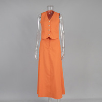 Femmes Chic gilet jupe costume 2 pièces ensemble été nouvelle femme haut sans manches à la mode bureau dames tenues amples