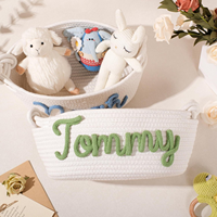Panier de rangement pour la crèche en coton réutilisable écologique personnalisé avec un nom pour un nouveau-né garçon fille cadeau de naissance