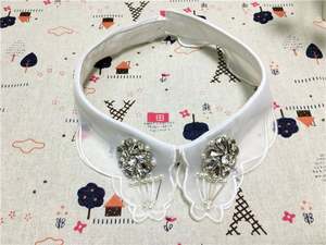 Delicado <span class=keywords><strong>collar</strong></span> de camisa desmontable de organza de doble capa con cuentas de diamantes de imitación de cristal - Product Image 4