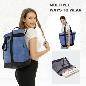 Bolsa Térmica de Cuero <span class=keywords><strong>BeeGreen</strong></span>, Aislada, Suave, con Cierre, Asa Superior, Tamaño Grande, para Playa, Viajes, Compras, Entrega - Morado - Product Image 5