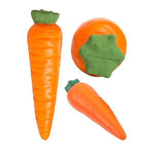 Jouets anti-stress en forme de carottes en PU simulées, impression de logo personnalisée, outils pédagogiques sur les légumes pour enfants - Product Image 3