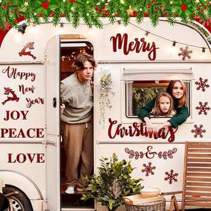 Decoraciones Magnéticas para Puerta de Garaje con Diseño de Papá Noel y Muñeco de Nieve a Cuadros Rojos, Más Vendidas, Tamaño Personalizable, Bolsas de Moda - Product Image 1