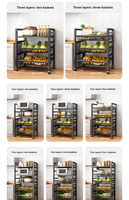 Panier de rangement de cuisine multifonction en métal Organisateur de rangement pour balcon Support de rangement pour dalles Chariot de rangement Support sur roulettes