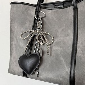 Mini album photo porte-clés en cuir PU rose en forme de cœur, avec nœud, chaîne à billes argentée, corde tressée, breloques de sac et <span class=keywords><strong>pendentif</strong></span> de <span class=keywords><strong>téléphone</strong></span> - Product Image 3
