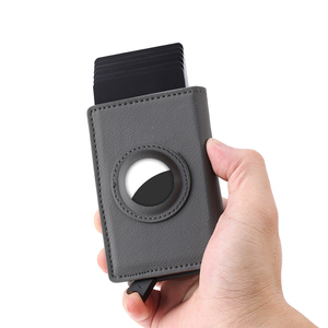 Tarjetero Ultra Delgado de Aluminio y Cuero Genuino Napa, Minimalista, Tipo Portefeuille, Triple Pliegue, con Protección RFID - Product Image 1