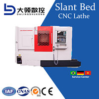 DL TCK50L Tour à métaux CNC à banc incliné, Poste porte-outils à changement rapide, Mini-tour pour la découpe d'engrenages, à vendre