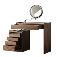 Bureau de maquillage moderne extensible avec miroir réglable, compartiments de rangement cachés et armoire à tiroirs multiples