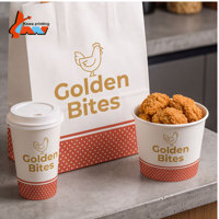 Boîte à poulet et porte-frites à carreaux rouges avec impression de logo de dessin animé, contenants alimentaires en papier jetables pour les restaurants de restauration rapide