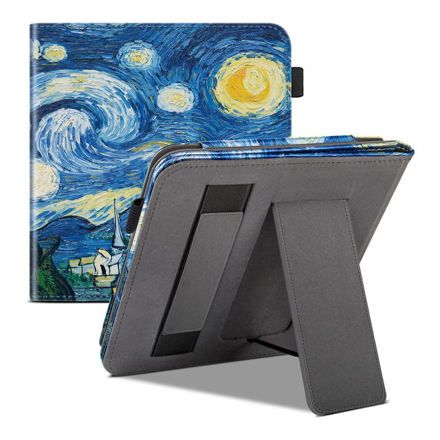For Kobo Libra Colour 2024 Case with Hand Strap Stand Holder 7 Inch PU Leather Magnetic Wake Sleep Cover Ebook N428 Capa Hoesje