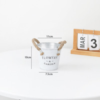Vintage Pot bunga besi putih tua, ember balkon Desktop Dekorasi tanaman berdaging huruf bunga besi Set galvanis Taman