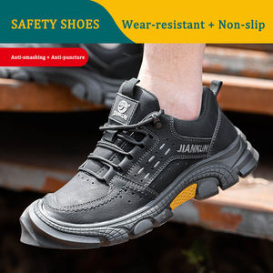 JIANKUN Chaussures de sécurité unisexes pour hommes et femmes Semelle extérieure en caoutchouc antidérapante Chaussures de travail en cuir anti-brûlure pour l'été et le printemps - Product Image 4