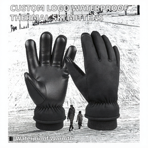 Custom Logo Winter Ski <b>Gloves</b> <b>Waterproof</b> <b>Thermal</b> Full Finger Touchscreen Polyester Mittens for Snowboarding Outdoor Use - Product Image 2