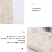 Trousse de Voyage Personnalisable avec LOGO pour Femmes, Sac Souple Froissé en Tissu Peluche PU Rose Noir pour Maquillage Rouge à Lèvres et Cosmétiques