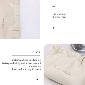 Personalizar LOGOTIPO Saco Enrugado para As Mulheres Viagem Kit Bolsa Bolsa Rosa Preto Macio PU Plush Tecido Maquiagem Batom Saco De Armazenamento Cosmético