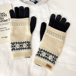 Guantes sin Dedos Desmontables para <span class=keywords><strong>Mujer</strong></span>, Tejido Jacquard Vintage, Resistentes al Viento, Pantalla Táctil, Multicolor, Cálidos, Protección contra el Frío, Otoño/Invierno - Product Image 3