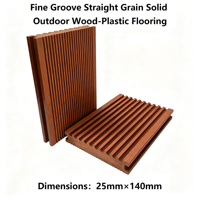 Revêtement de terrasse extérieur en WPC massif à grain droit et rainures fines 140mmx25mm pour jardin, patio et cour arrière – Revêtement composite écologique