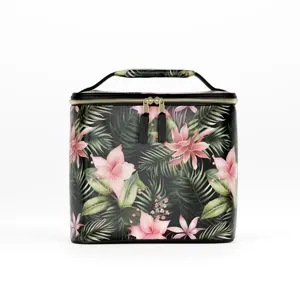 旅行の仕事のためのベストセラーの熱帯の葉の花のカスタムクーラーバッグピクニックサーマルランチバッグ
