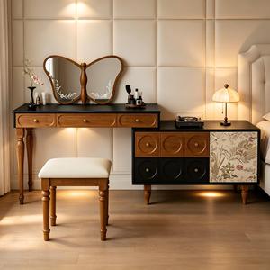 Modern European Pine Wood <b>Lighted</b> Makeup Mirror <b>Vanity</b> with Storage Eco-Friendly Dresser for Apartment Bedroom Furniture - Product Image 1