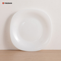 Service de table en verre opale transparent coloré, assiettes à dîner en verre, bols à soupe, bols à salade, assiettes à dessert en verre opale en gros