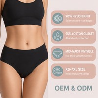 Culottes menstruelles anti-fuites pour femmes, en nylon respirant, lingerie intime, avec doublure en coton, taille mi-haute, ensemble OEM du XS au 4XL