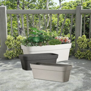 Maceteros rectangulares largos de <span class=keywords><strong>resina</strong></span> plástica al por mayor de estilo nórdico, maceta cuadrada grande para exteriores con orificio de drenaje para jardín y Patio - Product Image 5