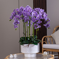 FANHUA Orchidée Artificielle Réaliste et Durable de 18 Pouces, Blanche, en Soie, avec Pot en Céramique – Centre de Table Moderne pour Maison, Bureau ou Table Basse