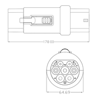 Nouvel adaptateur de chargeur EV Xundao Type2 vers GBT AC 250V 32A avec protection IP54, prise certifiée IEC62196, garantie de 12 mois, noir