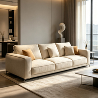 Canapé sectionnel moderne trois places avec dossier divisé et accoudoirs carrés, revêtement en tissu, garnissage en mousse densité 32, mobilier de salon