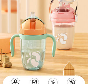 Offre Spéciale! Gobelets en silicone sans BPA Bouteille d'eau multifonctionnelle pour l'entraînement des bébés avec poignée en paille Produits d'alimentation pour tout-petits - Product Image 4