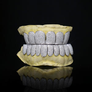 ハニカムハンドセッティングヒップホップカスタム歯グリルズ925スターリングシルバー輝く歯グリルズ - Product Image 2