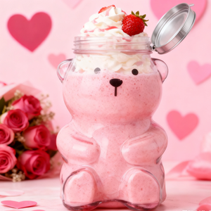 Gobelet en verre à double paroi sans BPA de forme classique en forme d'ours en peluche avec paille, réutilisable, anti-fuite, pour boissons froides, tasse à café avec chapeau - Product Image 6