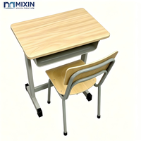 Bureau et chaise scolaires classiques en métal et bois pour étudiant indien, design moderne et durable pour mobilier de collège