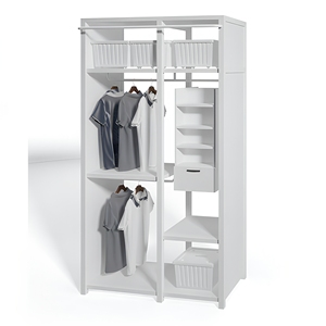Armoire simple pour chambre d'hôtel ou d'hébergement, en acier forgé et bois, <span class=keywords><strong>avec</strong></span> tringle à vêtements et <span class=keywords><strong>rideau</strong></span> - Product Image 4
