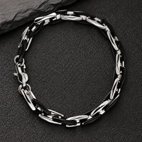 Bracelet chaîne à maillons en acier inoxydable pour hommes, 22 cm, 7 mm, chaîne à maillons tendance, maillons ouverts, plaqué or, vente en gros