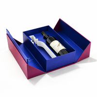Boîte à vin rouge haut de gamme sur mesure à double porte avec couvercle rabattable, boîte cadeau en carton deux pièces pour boissons