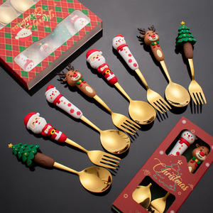 Grand ensemble de cuillère et fourchette en or pour sapin de Noël cuillère à café en acier inoxydable fourchette à <span class=keywords><strong>thé</strong></span> 2pcs 4pcs ensemble de couverts avec boîte cadeau - Product Image 6