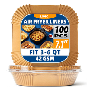 100 unidades de papel de horno apto para freidoras de aire, papel para cocinar saludable, compatible con freidoras de aire, papel impermeable para freidoras de aire - Product Image 1