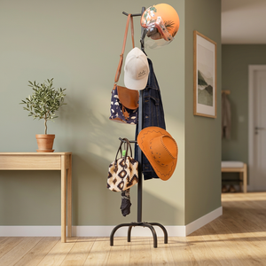 Minimalist Metal <b>Standing</b> <b>Coat</b> Rack <b>With</b> Hook For Hat And Jacket <b>Storage</b> In Living Room - Product Image 5