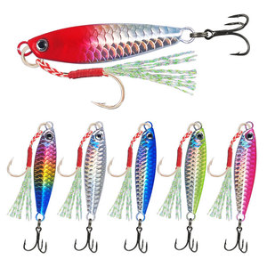 Esca <span class=keywords><strong>Artificiale</strong></span> in Metallo a Lenta Affondamento per Jigging Verticale, Piastra in Ferro con Ancoretta per la Pesca in Acqua Salata di Spigole e Pesci di Mare - Product Image 3