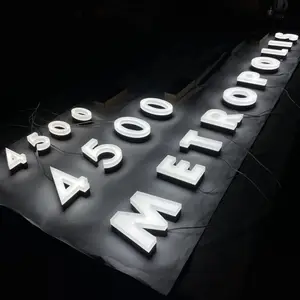 Letras acrílica personalizada 3d, letras iluminadas para o ar livre, acrílico, sinal de parede