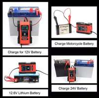 Chargeur de batterie au plomb-acide et au lithium-fer 12V 24V 6A pour moto et voiture, prise EU US UK